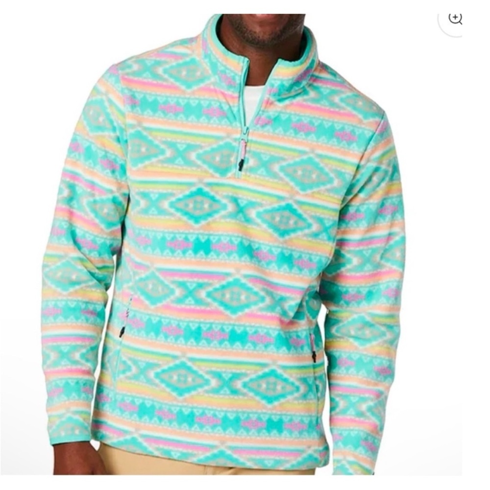 Chubbies Flame Commander fleece 1/4-zip pullover Men’s Small Aztec Southwestern - Picture 3 of 6